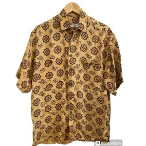 Ted Lapidus Mens 100% Equestrian Print Silk Shirt Button Down